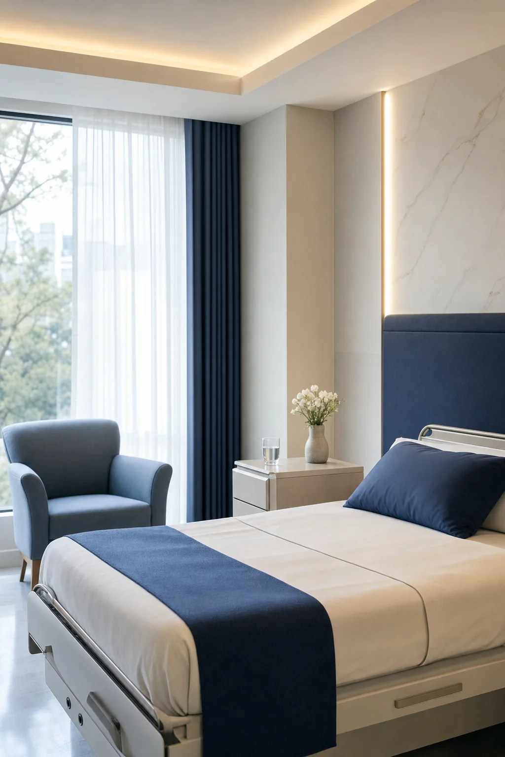Cuarto privado de estancia con sillón para acompañante